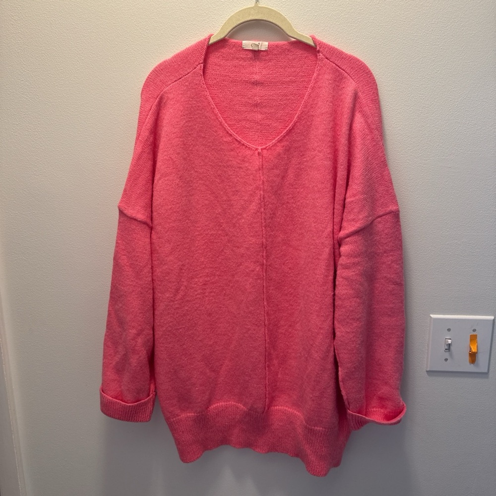 Elegant Pink V-Neck Sweater